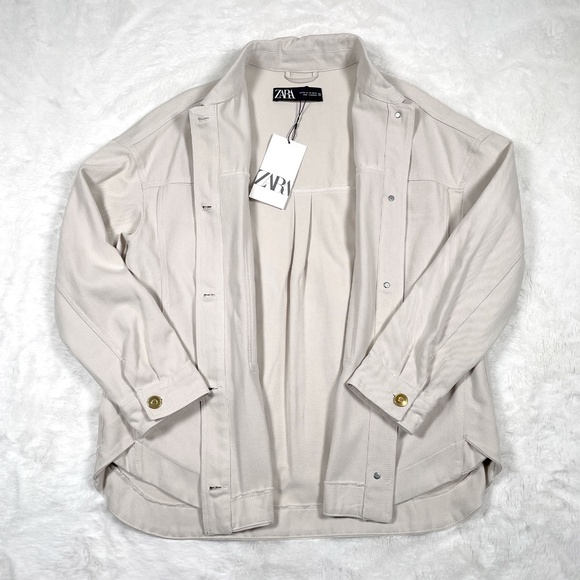 Zara Shirt Gold Button Overshirt Size XS - Picture 5 of 12